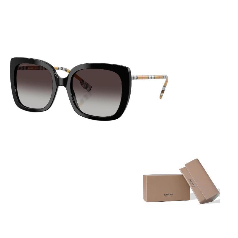 Burberry BURBERRY/ Black/Classic Check Plate Frame Square Sunglasses Women's