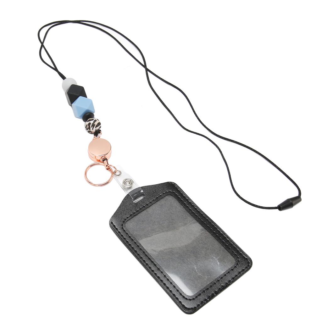 Silicone Retractable Bded Lanyard with Transparent ID Holder Multi Purpose Badge Holder for Students Worker