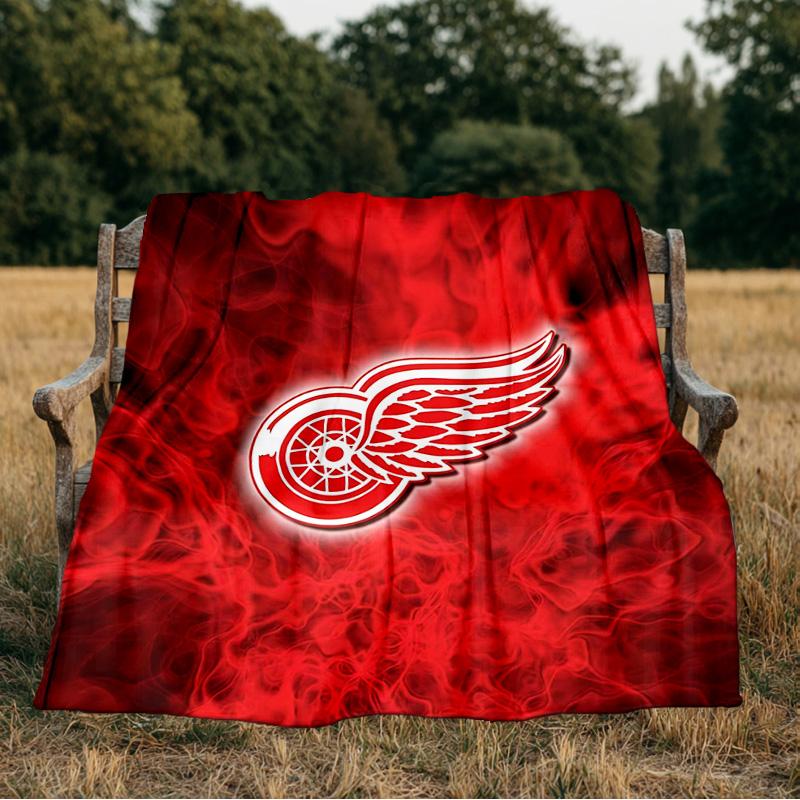 Red Wings Logo Blanket Flannel Throw for Sofa, Indoor, Camping, Living Room, Office, Chair, And Bed Soft Birthday Gift