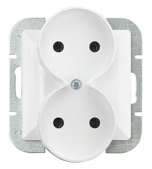 PEARL DOUBLE SOCKET P/T B/U WHITE - E+9002139