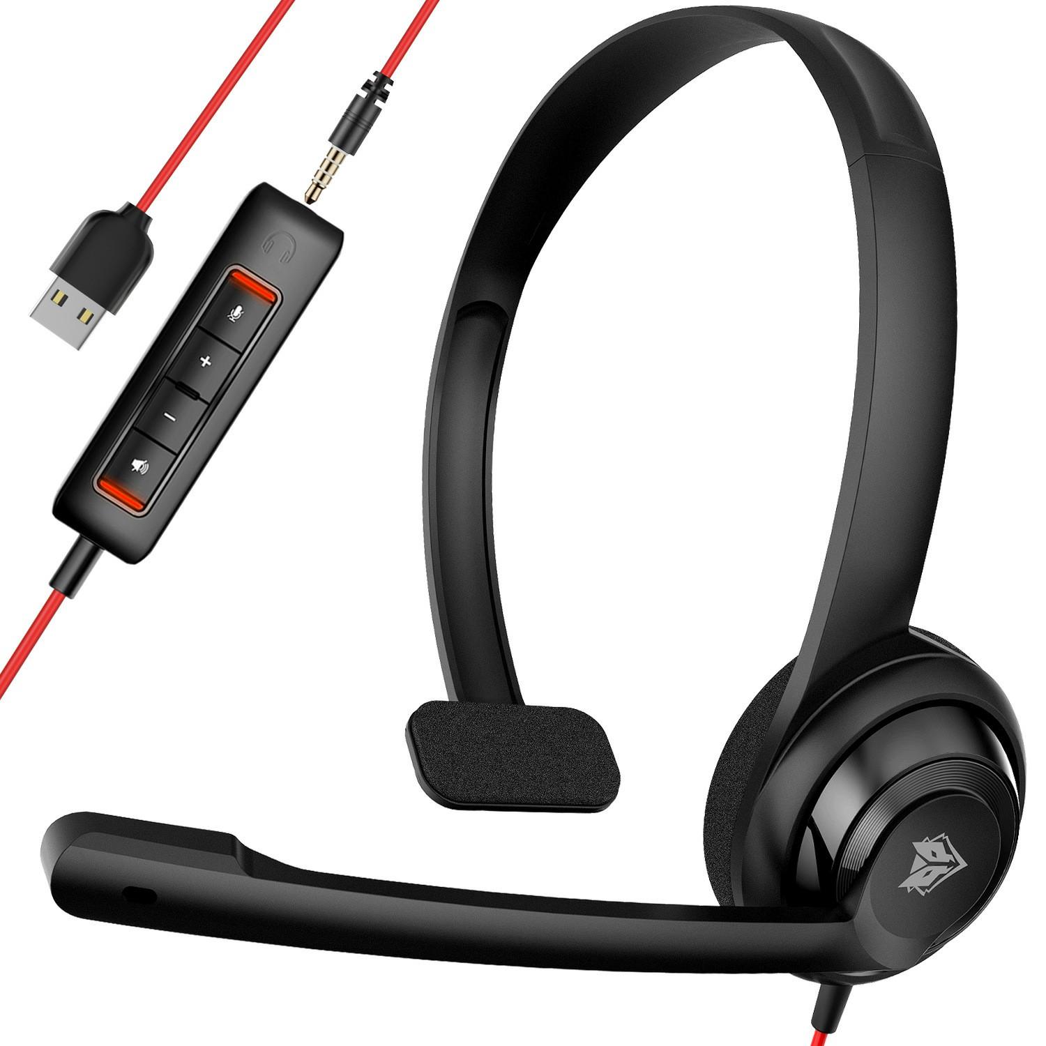 

NUBWO HW02 Single Ear USB+3.5mm Wired Headphone Lightweight Office Calls Headset A