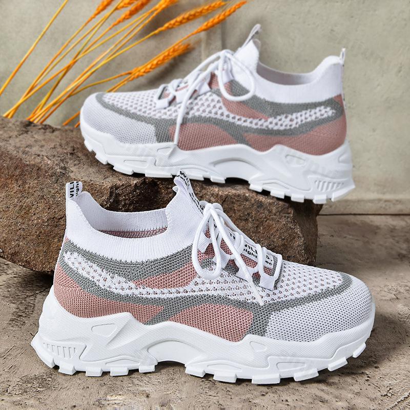 Shoes for Women 2025 Spring Autumn New Comfortable Non Slip Casual Shoes Breathable Mesh Lace-up Fly Weave Sneakers