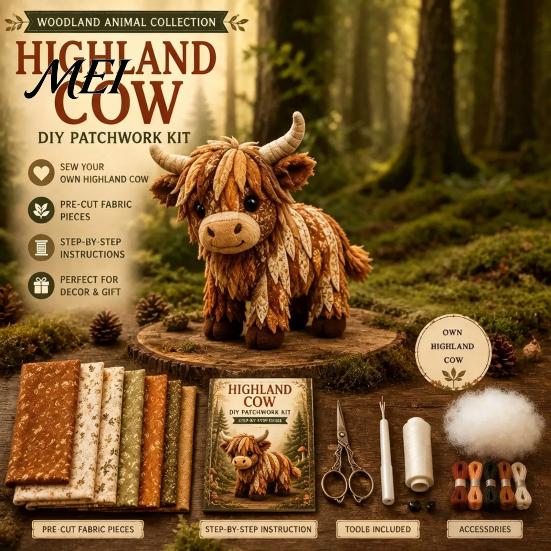 Kreatives Nähgeschenk Waldtier Patchwork-Set, Wald DIY-Set, Set Handgemachte Freunde, Anfängerfreundliches Basteln für Erwachsene Teens Vorgeschnittenes Stoff
