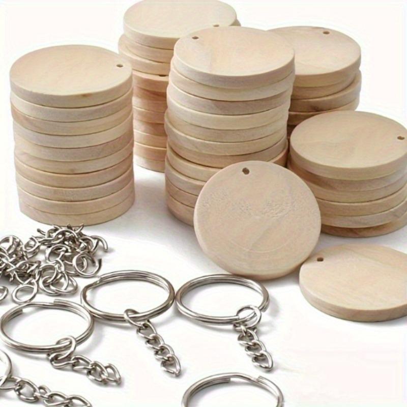 150Pcs/ Box Round Wooden Discs with Keychain Wood Tags with Hole Reminder Record Calendar Wood Chips DIY Crafts