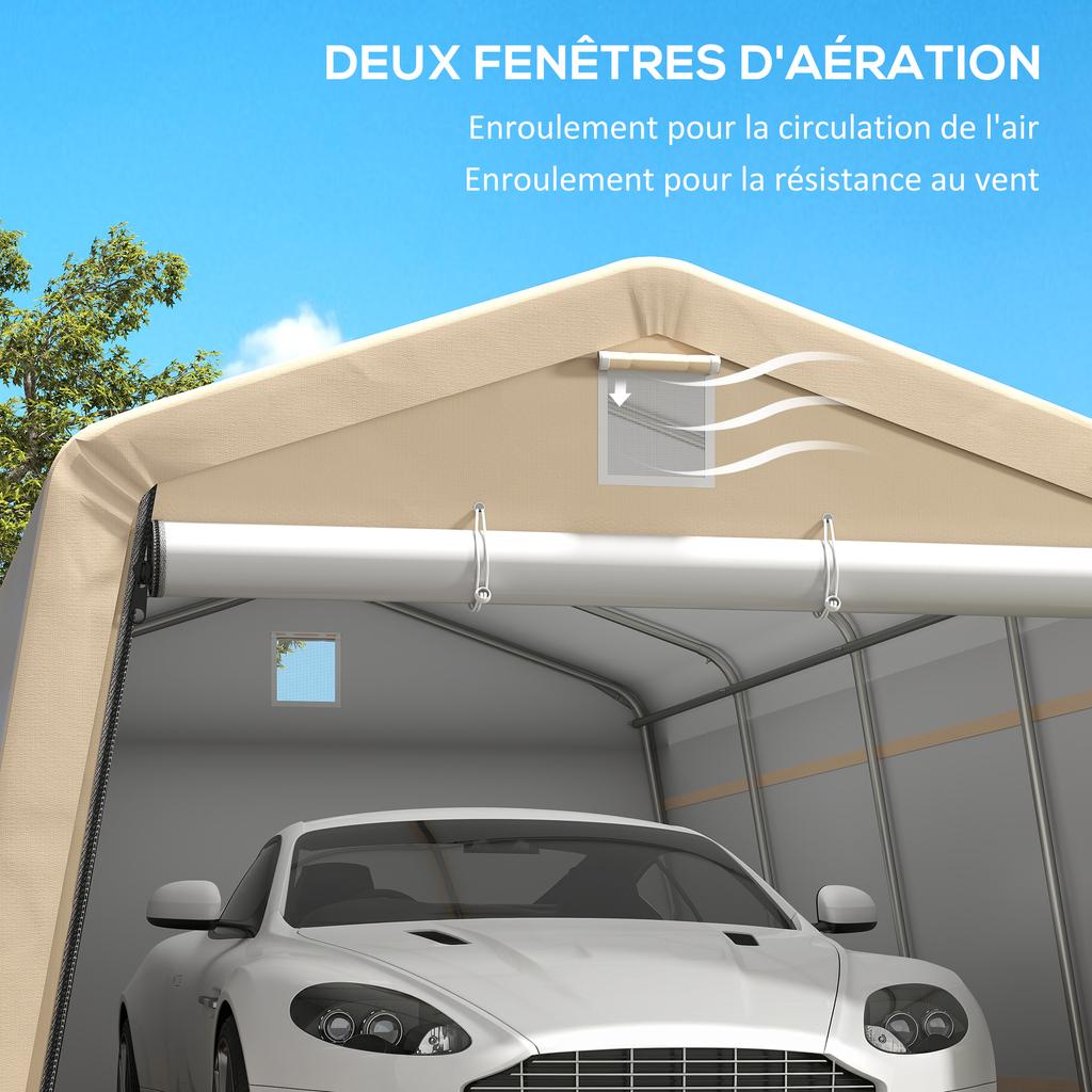 Garage Tent Carport Dim. 6.2L X 3.3W X 2.4H M Robust Galvanized Steel High-density PE 150 G/m² Waterproof anti-UV
