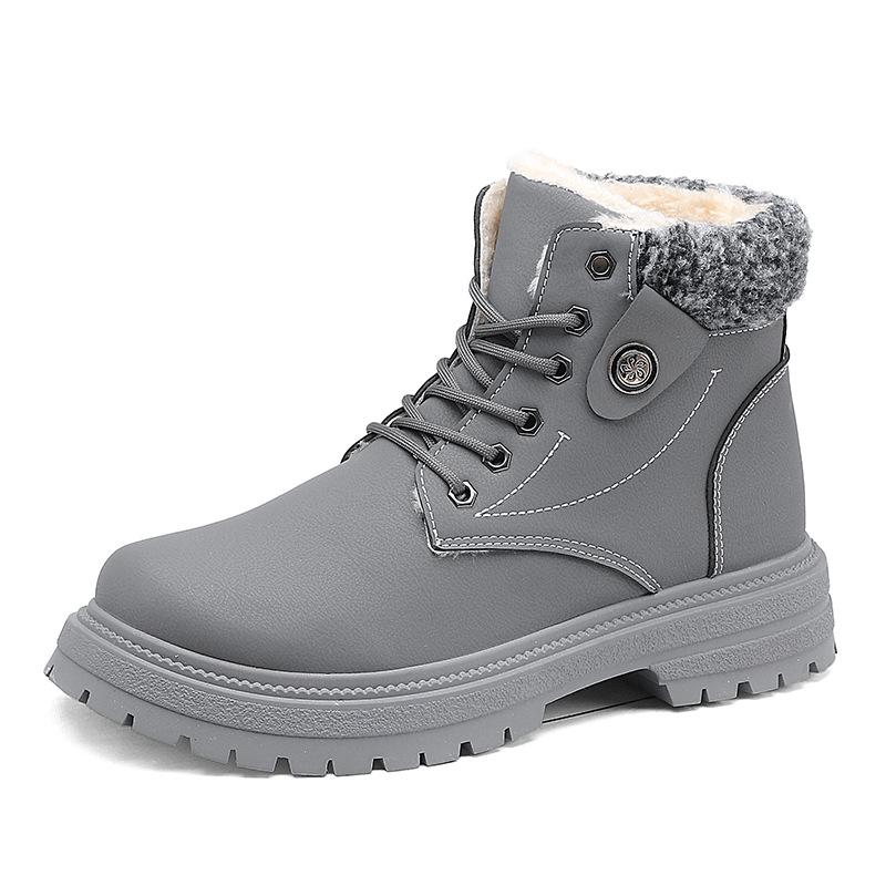 2024 Winter New Snow Boots Men's Velvet British Thermal Tooling Shoes Thick-soled High-top Waterproof Northeast Cotton Shoes