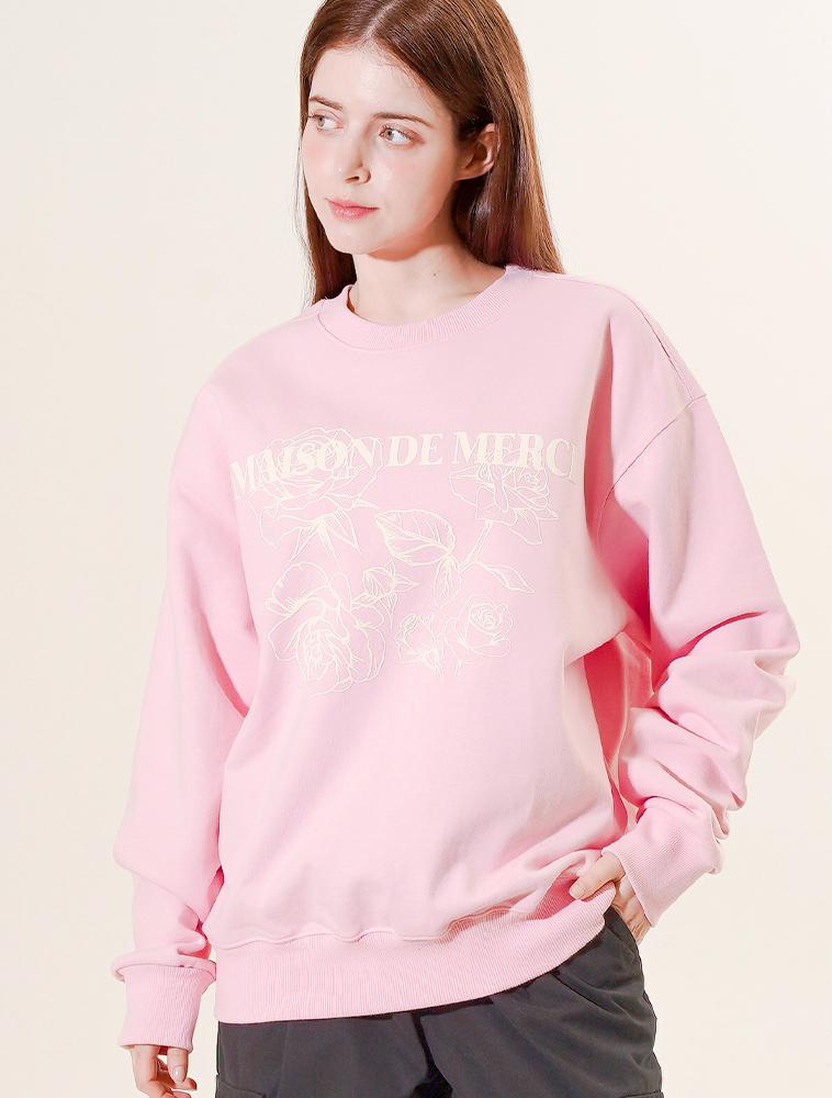 LA MAISON STUDIO Unisex Rose Embossed Blur Regular Fit Sweatshirt Pink (Fcf1Ts328M)
