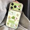 Green Hello Kitty Compatible Phone Case for Apple 17 Pro Max with Silver Frame and Full Coverage
