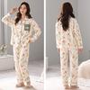 Kyonuza Cute Long Comfortable Relaxed School Size Women's Pajamas, 100% Cotton, Padded, Skin-Friendly, Open-Front, Loungewear, Spring/Autumn, Sleeves,
