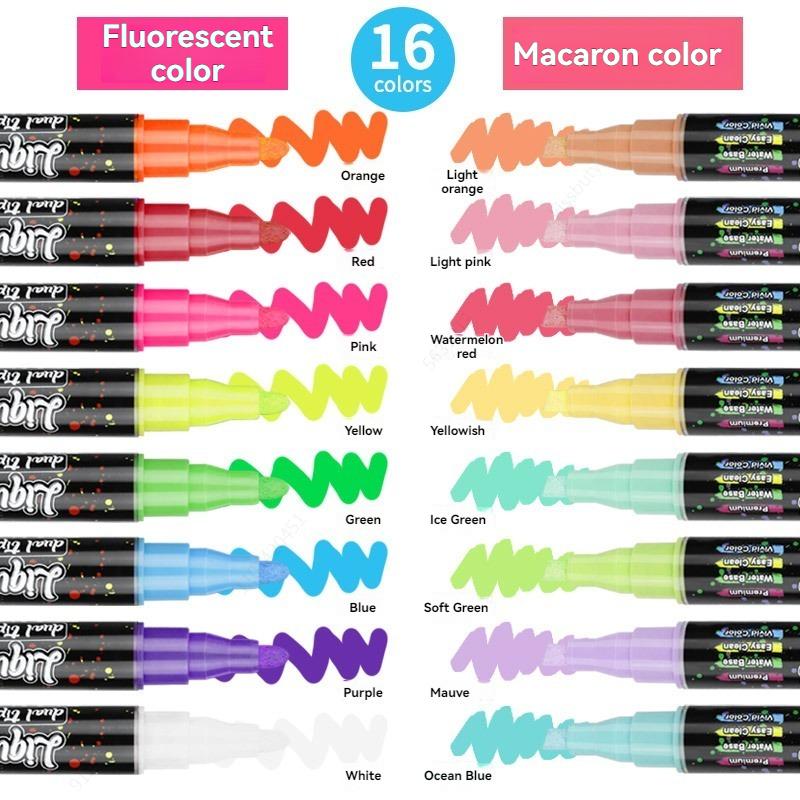8/16 Colors Dual Tip Liquid Erasable Chalk Markers Pens Washable & Wet Erase Neon Makers for Blackboard Chalkboard Glass Window
