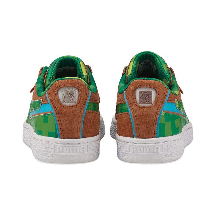 Minecraft x Puma Suede Jr Grasblock Kinder Sneaker Braun Friar-Brown Farn-Grün 384485-01