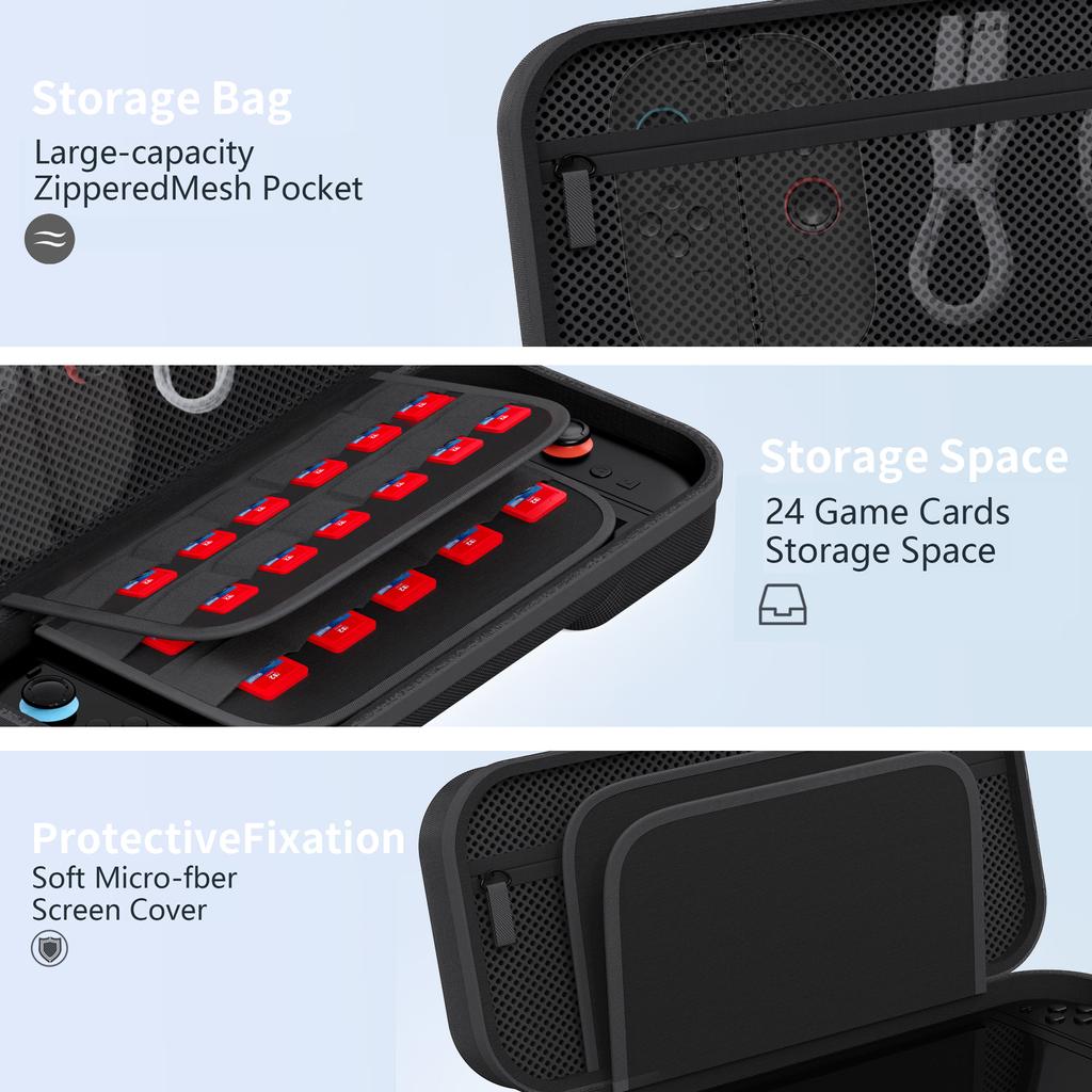 Foe Switch 2 Case, with 24 Games Cartridges Protective Hard Shell Travel Carrying Case Pouch for Console & Accessories Wii Case