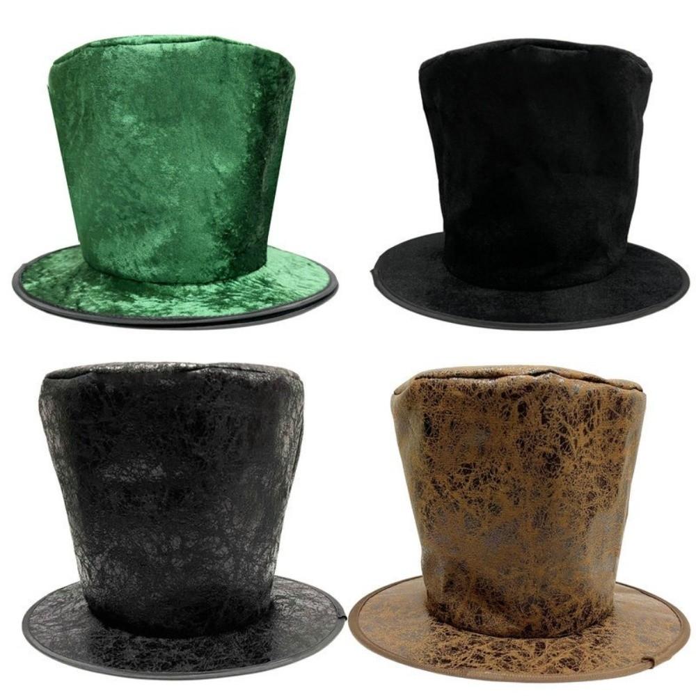 Extra Tall Flat Top Magician Hat Soft Stage Performance Hat  Party Festival Headpiece