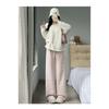 Autumn and winter new lazy style casual pants women's drape straight thin lamb wool thousand bird grid wide leg pants