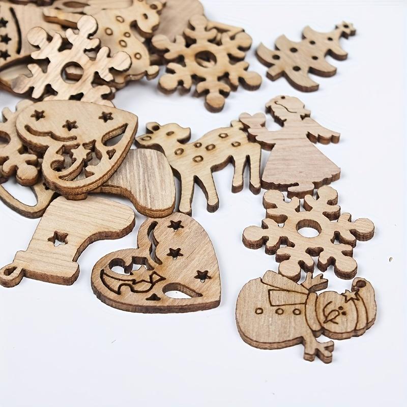 100pcs/set Christmas Wood Chips DIY Handicraft Accessories
