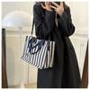 Korean Style Stripe Canvas Tote Bag Simple Cloth Handbag Cute Shoulder Bag  Shopping