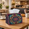 1pc Bohemian Psychedelic Mandala Tissue Box-Colorful Radial Trippy,Durable Napkin Organizer for Car,Kitchen,Dining,Home Decor-Decorative Tabletop Part