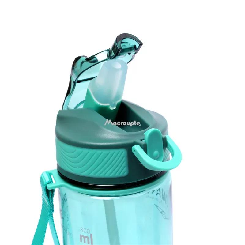 800 ml Sportwasserflasche mit Strohhalm für Camping Wandern Outdoor Kunststoff transparente BPA-freie Flasche für Männer Trinkgeschirr