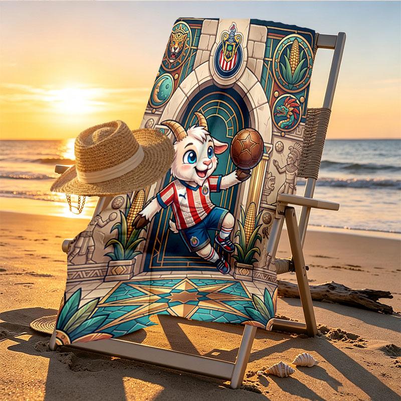 Club Deportivo Guadalajara Print Beach Towel Design, Soft, Lightweight. for Home Bathroom, Spa, Pool, Yoga, Surfing, Camping, Gift for Family, Friend