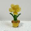 Mini Glass Rose Flower with Pot Colorful Rose Flower Ornaments Collectible Hand Blown Faux Crystal Flower Figurine for Mother's Day Birthday Table