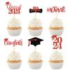 12 Pcs Graduation Season Celebration Cake Prop Insert Cap Cupcake Topper Party Decoration Toppers 2024 Card Decors Paper Picks