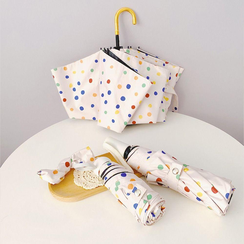 Vinyl Automatic Umbrella Windproof Polka Dot Umbrella Colorful Folding Umbrella  Outdoor