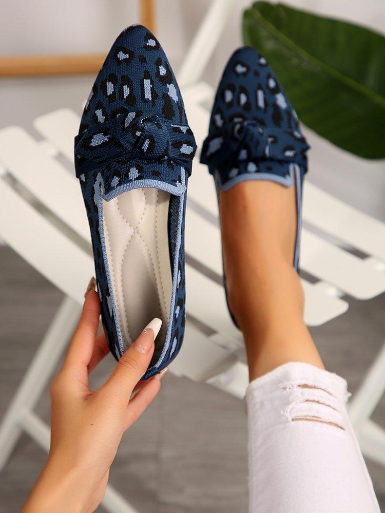 Schmal zulaufende flache Dameneinzelchuhe in Übergröße 2025 Mode Fliegenstrick Ein-Schlupf Schleife Lässig Atmungsaktiv Farbblockierung Einzel
