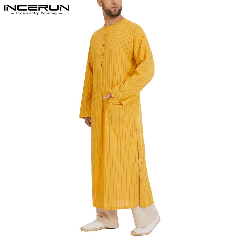 INCERUN Primavera Uomo Moda A Righe Maxi Camicetta Scollo a V Bottone Su  Larghi Abiti Musulmani Abito Arabo Abaya Uomo Islamico Abiti Lunghi  acquista in modo economico — spedizione gratuita, recensioni reali