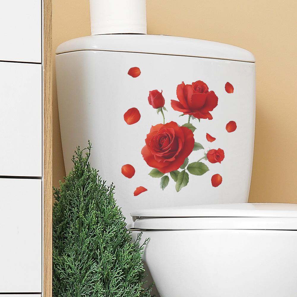 Romantischer Roter Rosen Home Badezimmer Toilette Dekorativer Aufkleber