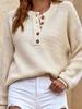 [Cozy Sweater] Soft & Comfortable Women's Cozy Pink Sweater | Casual Crew Neck, Long Sleeve Pullover for Fall/Winter, Button Details