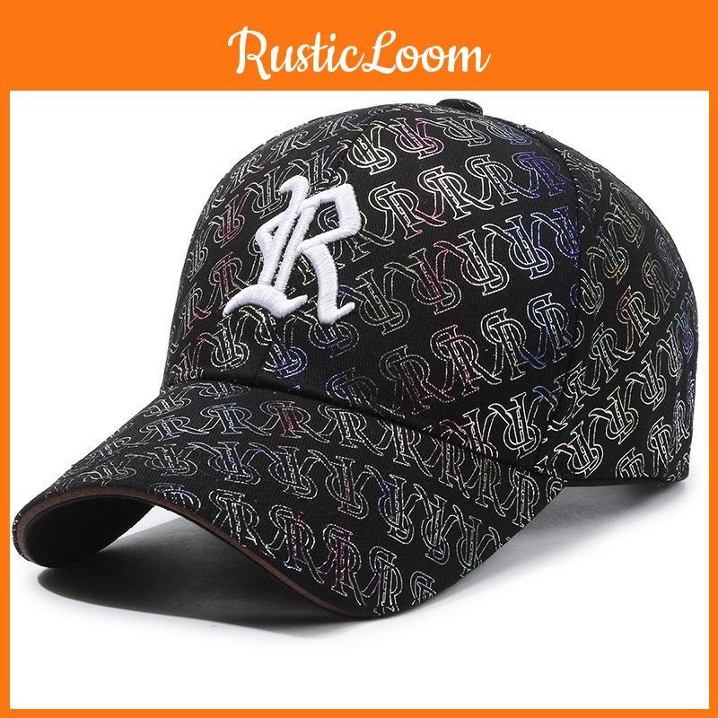 R Letter Embroidery Cotton Baseball Cap Adjustable Breathable Peaked Caps Gift