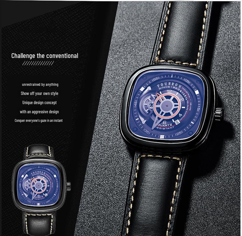 Brand Men's Waterproof Calendar Watch with Bold Dial, Trending In Live Broadcasts