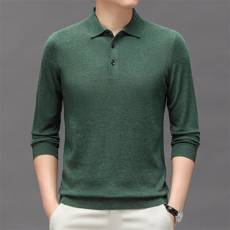 Men's Thickened Silk Wool Knit Pullover Sweater - Round Neck, Plain Color, Autumn/Winter Casual Lapel Cardigan.