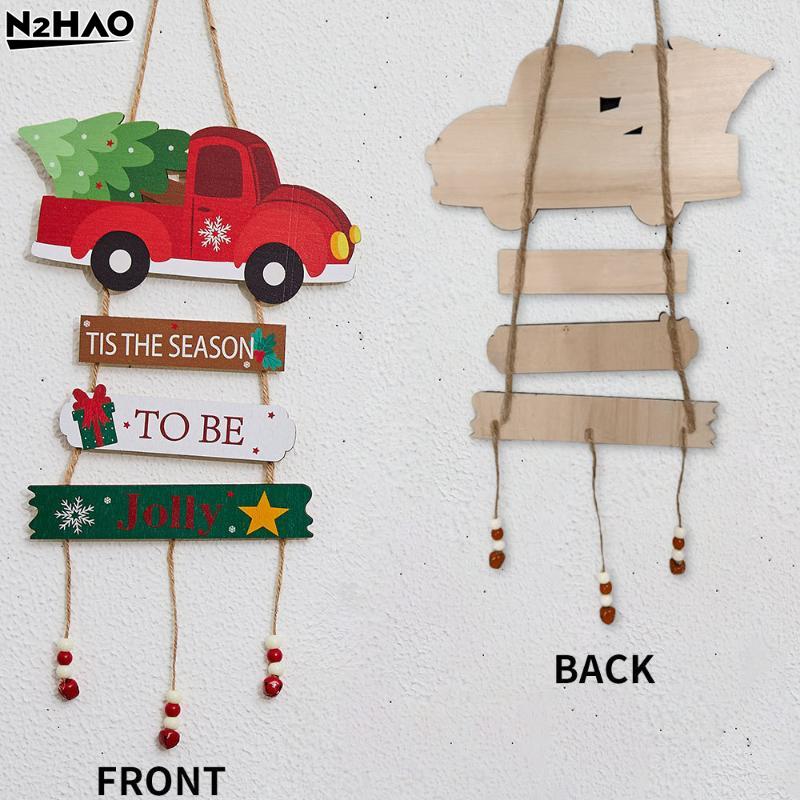 Colorful Christmas Hanging Pendant Wooden Crafts Xmas Tree Wall Ornament Christmas Party Scene Props Decoration Gift
