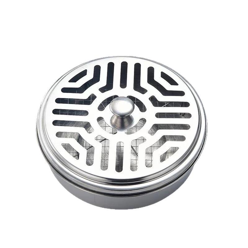 Stainless Steel Fireproof Mosquito Coil Holder with Lid - Portable and Anti-Scald Ash Catcher Plate