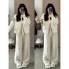 Large size casual warm knitted cotton jacket women's autumn fashion high-end cotton-padded coat fat M meat-covering and thin top