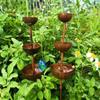 3-Tier Bowl Metal Bird Bath Vintage Iron Rusted Garden Rain Catcher Decorative Garden Stake Bird Feeding Station Bird Lovers