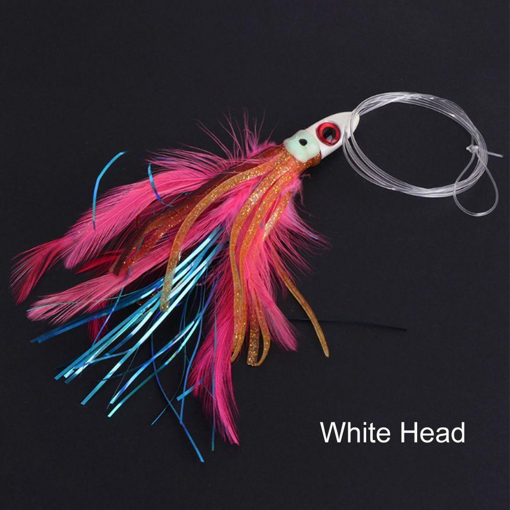 Fishing Tackle Squid Skirt Feather Lure long tail  String hook Tied up Saltwater Octopus Bait