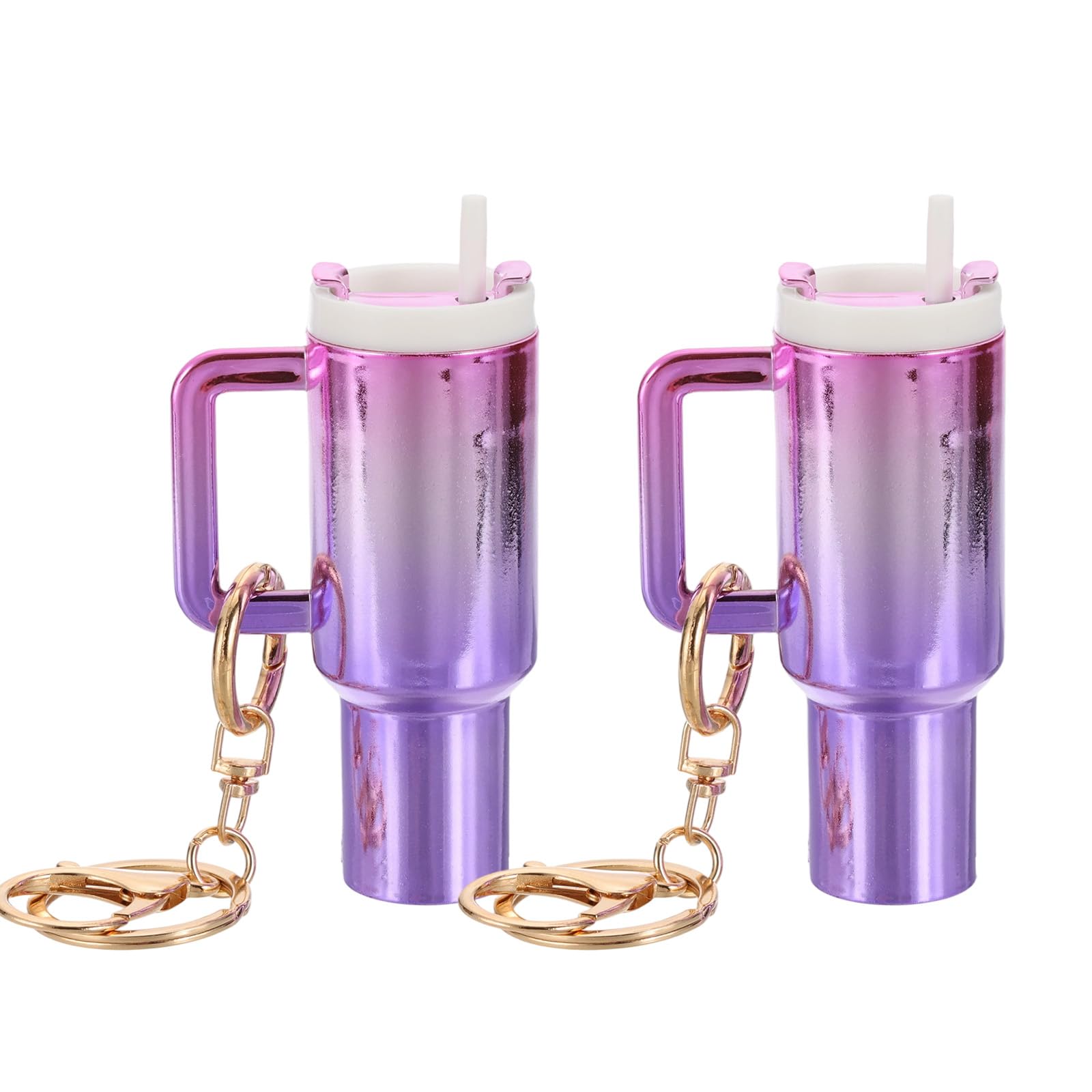 

[PATIKIL] Набор из 2 мини-кружек-брелоков с держателем для бальзама для губ, Милое украшение, Градиентный розово-фиолетовый