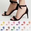 New Open Toe Bow Ankle Strap Women Sandals High Heels Ladies Shoes Buckle 9cm Mid Heel Summer Sandal Shoes