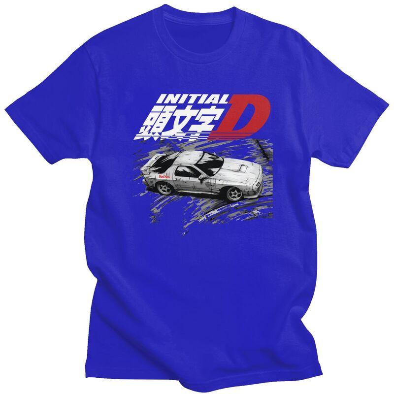 Custom Anime Initial D T Shirts Men Pure Cotton Tees Tshirt ShortSleeve Tshirt