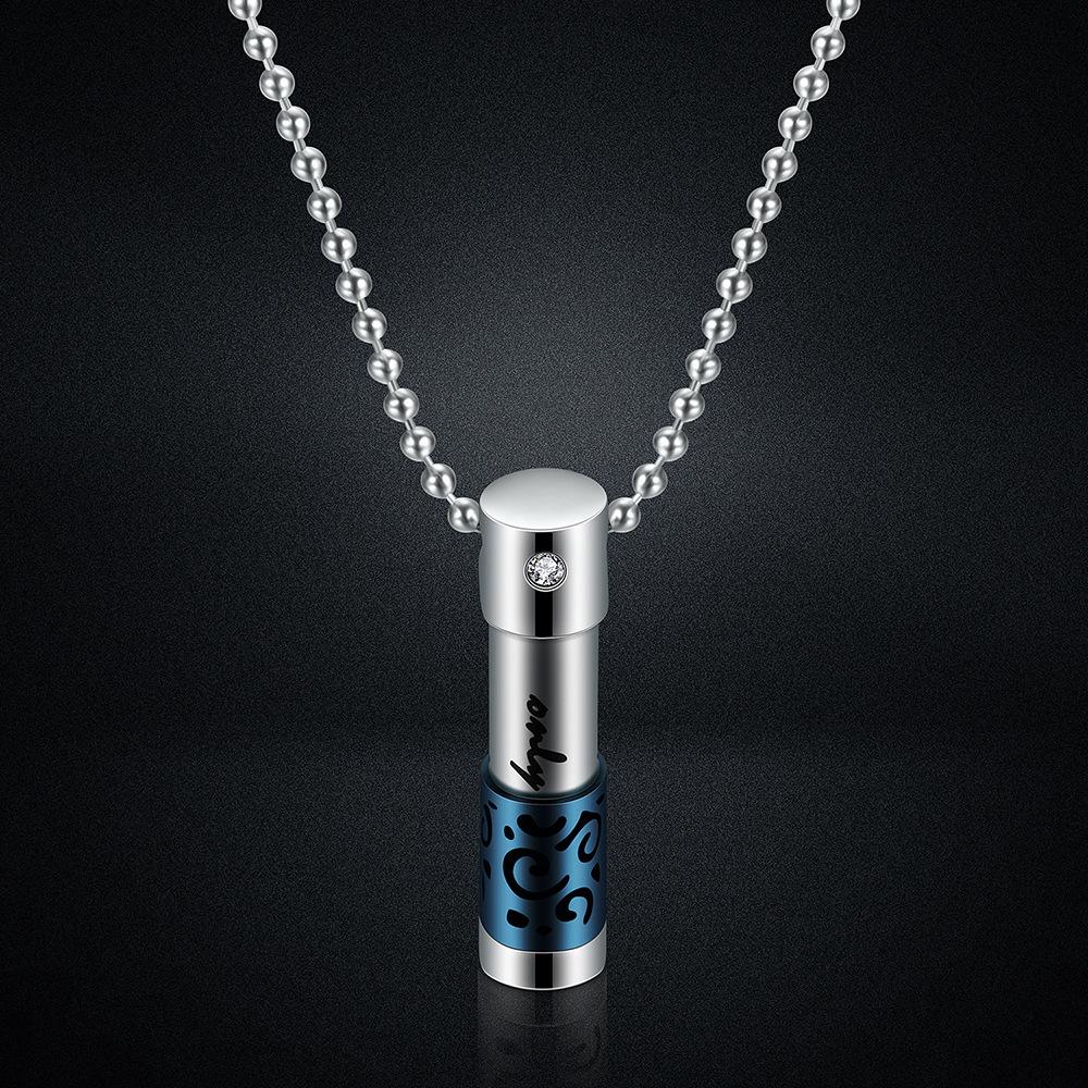 Titanium Steel Aromatherapy Pendant Necklace with Openable Essential Oil Perfume Bottle
