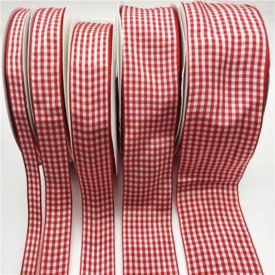 Red & White Plaid Ribbon: 1cm Wide for Hair Accessories, Hats, Cakes, Gift Boxes, with Bow.