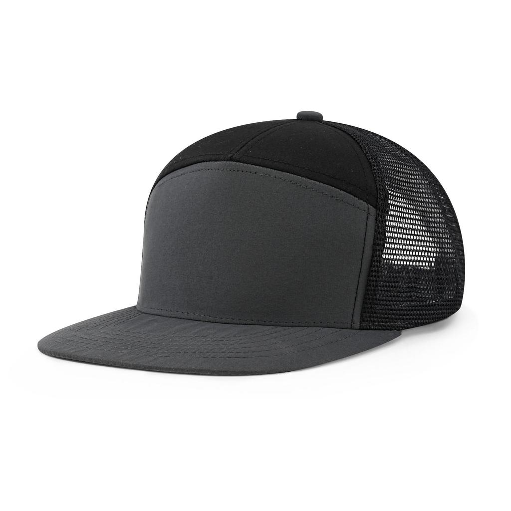 Men's Seven-Panel Color-Block Curved Baseball Trucker Hat - Mesh Sunshade Cap