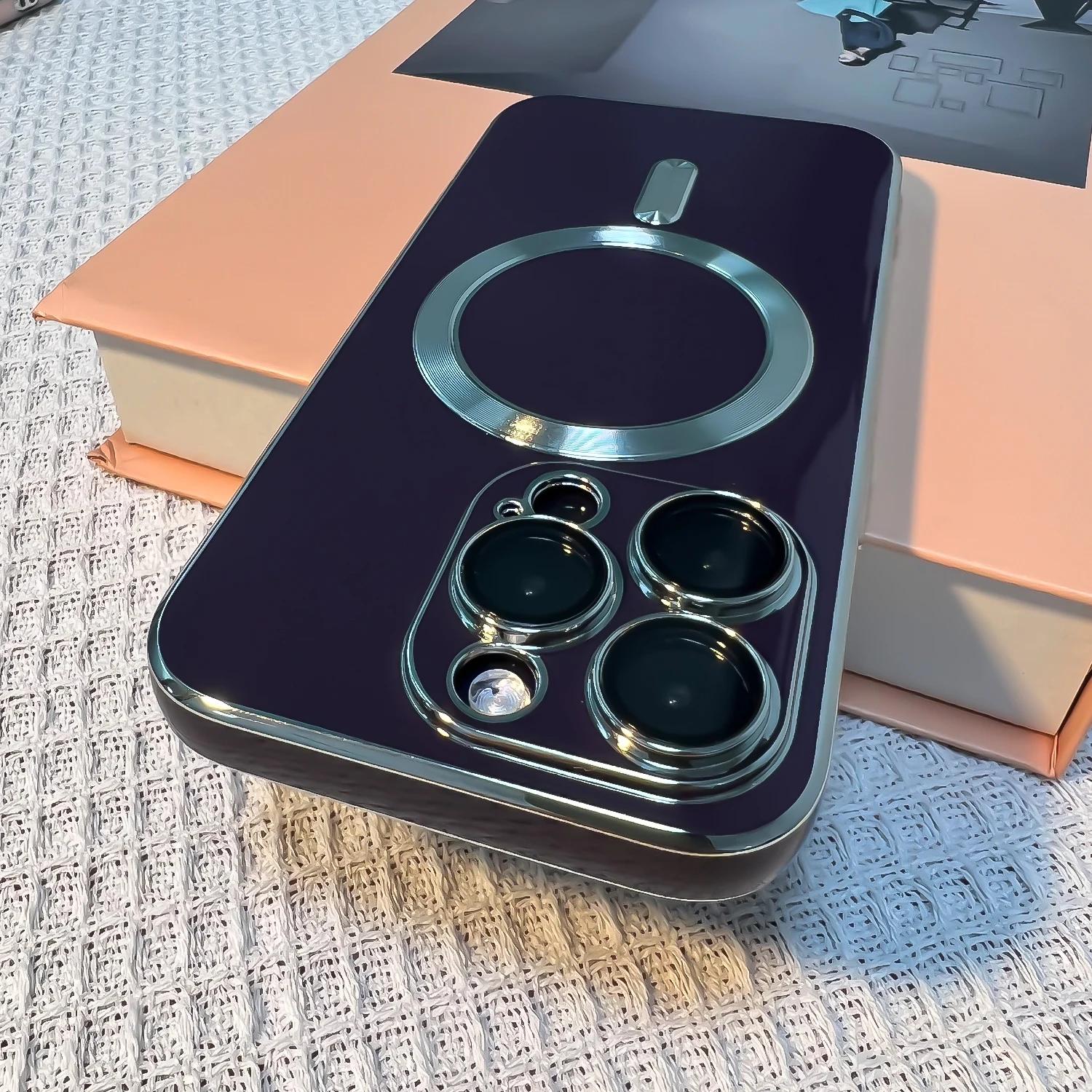 

Роскошный чехол Magsafe с 6D покрытием для iPhone 14 13 12 15 Pro Max X XS XR SE 2020, мягкий силиконовый магнитный чехол для беспроводной зарядки for iphone11 Pro(5.8 )