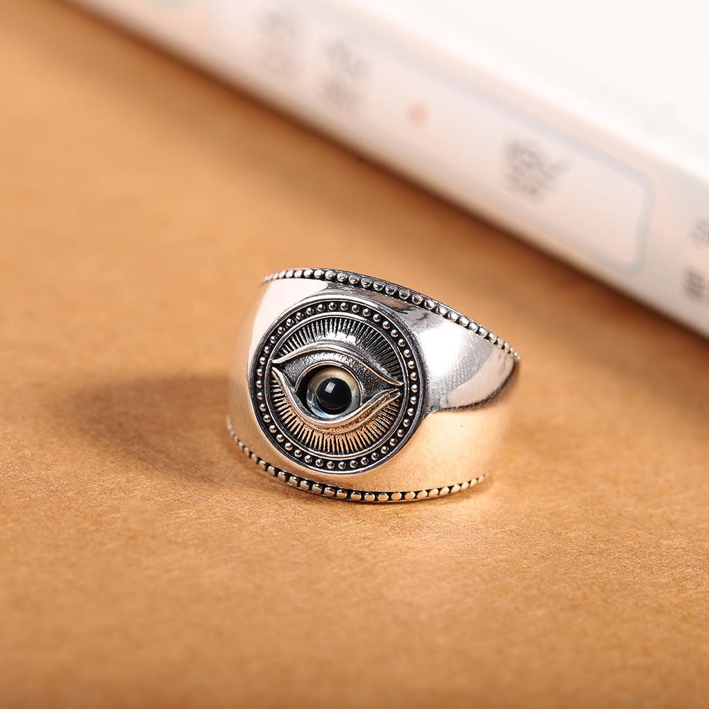 

2026 Natal Year Old Devil s Eye Open Ring, Fashionable Retro Men s Ring Resizable
