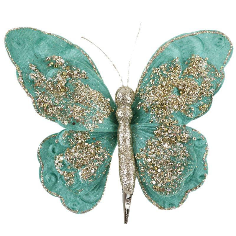3D Double-Layer Gold Powder Butterfly Ornaments for Christmas Tree DIY Pendant