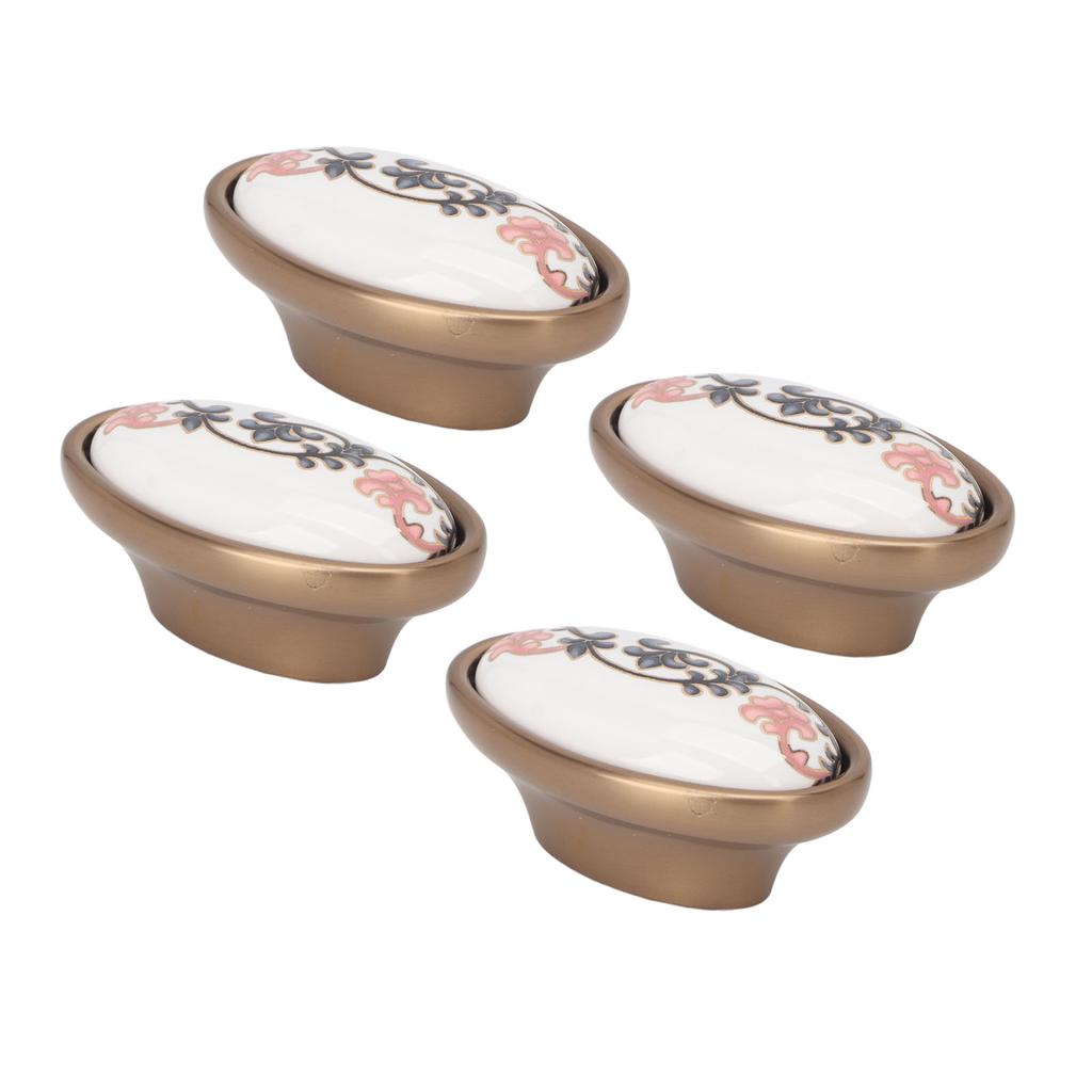 4 Sets Oval Cabinet Knobs 3D Floating Flower Exquisite Ergonomic Vintage Cabinet Knobs for Home Door
