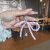 Bowknot Heart Bag Pendant Keychain Beaded Keyring White Pearl Bow Keychain Decoration For Bags Phones Car Korean Accessories
