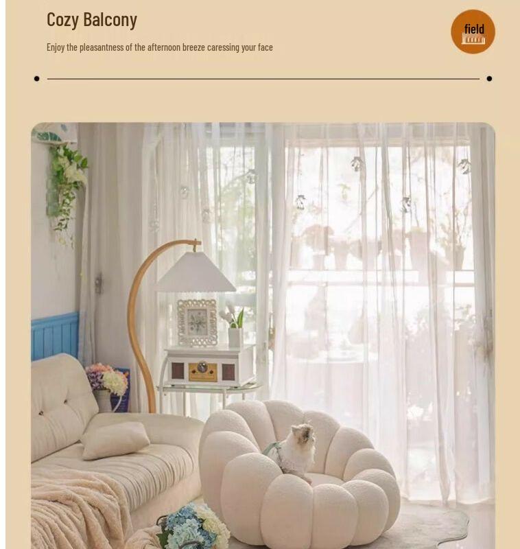 Pumpkin Style Cream Recliner: Comfy Single Sofa for Small Apartments